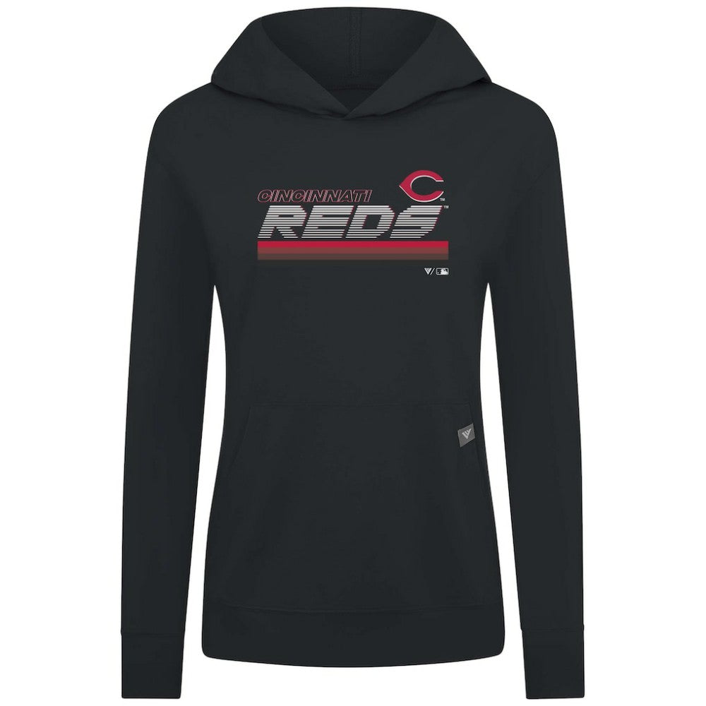Cincinnati Reds Levelwear Women's Relay Breaker Pullover Hoodie - Black