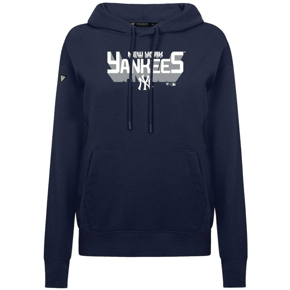 New York Yankees Levelwear Women's Adorn Retro 3D Pullover Hoodie - Navy