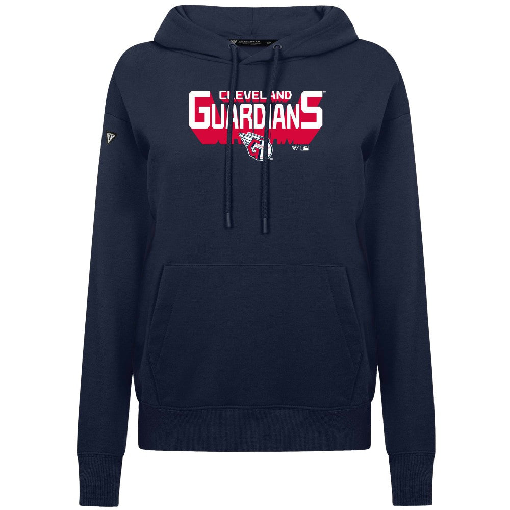 Cleveland Guardians Levelwear Women's Adorn Retro 3D Pullover Hoodie - Navy