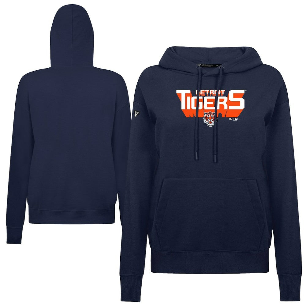Detroit Tigers Levelwear Women's Adorn Retro 3D Pullover Hoodie - Navy