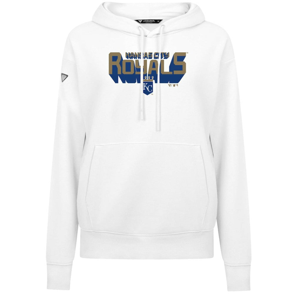 Kansas City Royals Levelwear Women's Adorn Retro 3D Pullover Hoodie - White