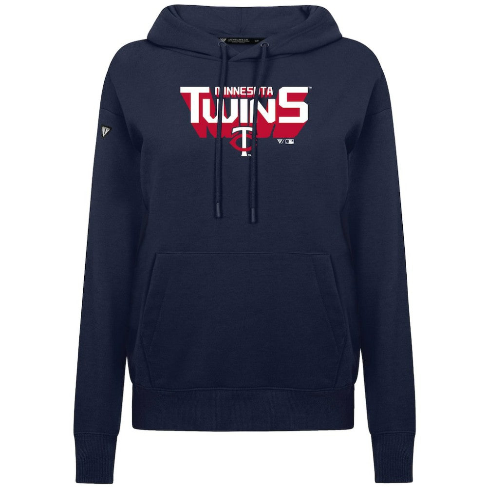 Minnesota Twins Levelwear Women's Adorn Retro 3D Pullover Hoodie - Navy