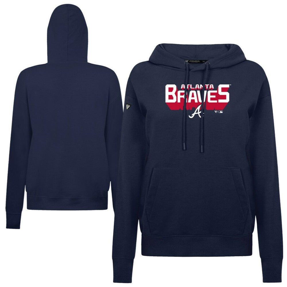 Atlanta Braves Levelwear Women's Adorn Retro 3D Pullover Hoodie - Navy