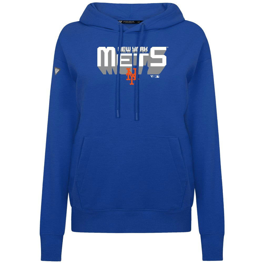 New York Mets Levelwear Women's Adorn Retro 3D Pullover Hoodie - Royal