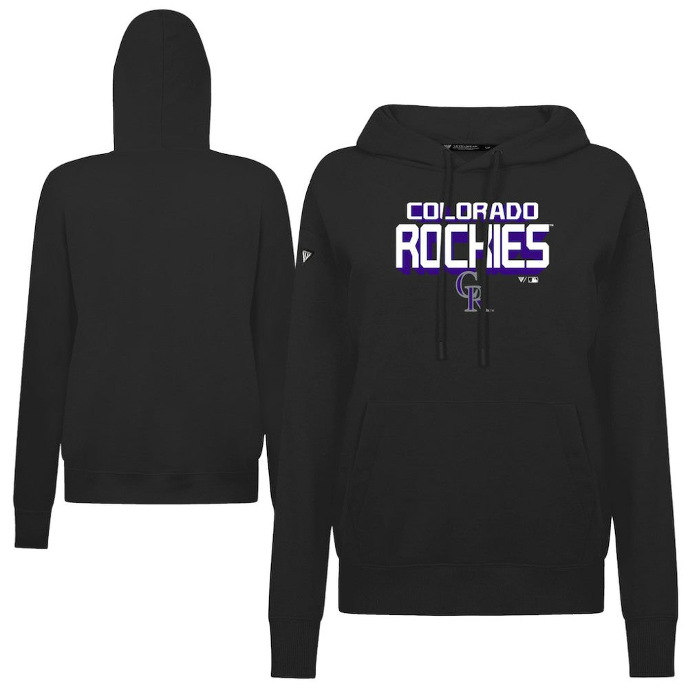 Colorado Rockies Levelwear Women's Adorn Retro 3D Pullover Hoodie - Black