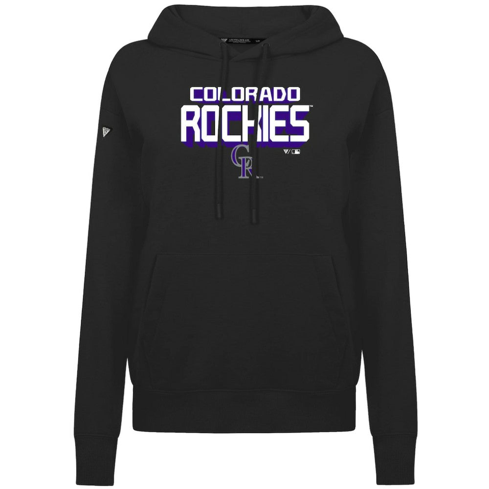 Colorado Rockies Levelwear Women's Adorn Retro 3D Pullover Hoodie - Black