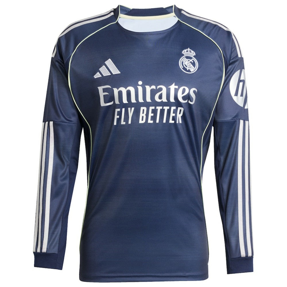 Real Madrid 2025/26 Away Long Sleeve Replica Custom Jersey - Blue | Adidas shop