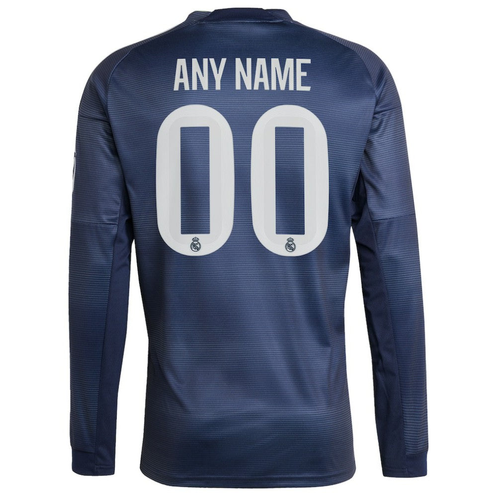 Real Madrid 2025/26 Away Long Sleeve Replica Custom Jersey - Blue | Adidas shop