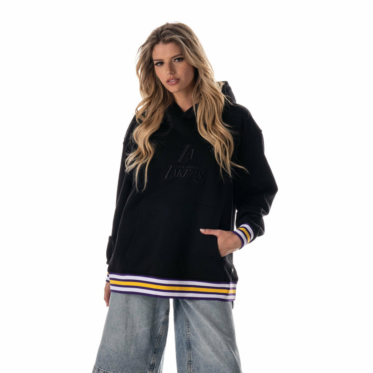 Los Angeles Lakers The Wild Collective Unisex Custom Rib Tonal Premium Hoodie - Black cheap