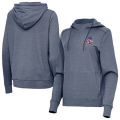 Boston Red Sox Antigua Women's Justice Stars and Stripes Team Logo Pullover Hoodie - Heather Navy