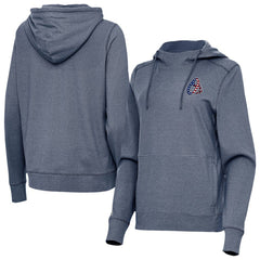 Baltimore Orioles Antigua Women's Justice Stars and Stripes Team Logo Pullover Hoodie - Heather Navy