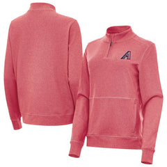 Arizona Diamondbacks Antigua Women's Crush Stars and Stripes Team Logo Quarter-Zip Pullover Top - Heather Red