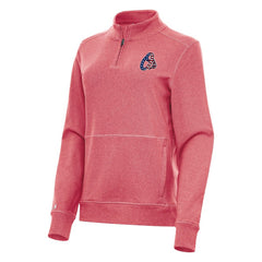 Baltimore Orioles Antigua Women's Crush Stars and Stripes Team Logo Quarter-Zip Pullover Top - Heather Red