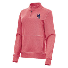 Colorado Rockies Antigua Women's Crush Stars and Stripes Team Logo Quarter-Zip Pullover Top - Heather Red