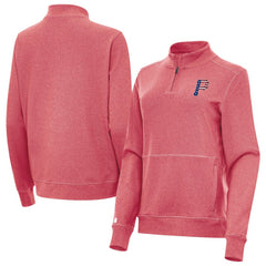 Pittsburgh Pirates Antigua Women's Crush Stars and Stripes Team Logo Quarter-Zip Pullover Top - Heather Red