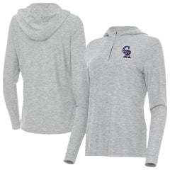 Colorado Rockies Antigua Women's Daybreak Quarter-Zip Hoodie - Heather Gray