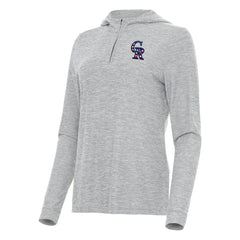Colorado Rockies Antigua Women's Daybreak Quarter-Zip Hoodie - Heather Gray