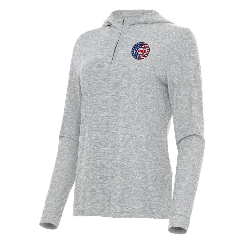 Chicago Cubs Antigua Women's Daybreak Quarter-Zip Hoodie - Heather Gray