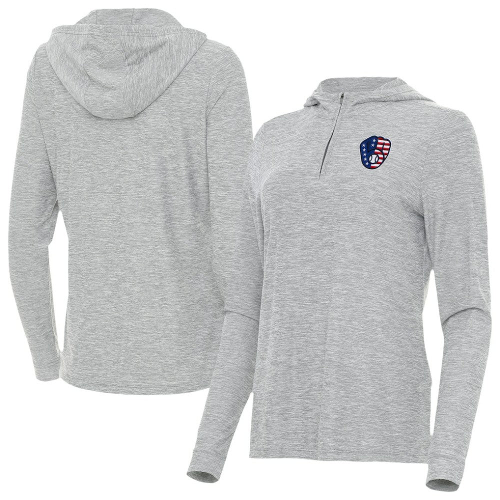 Milwaukee Brewers Antigua Women's Daybreak Quarter-Zip Hoodie - Heather Gray