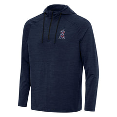 Los Angeles Angels Antigua Spikes Stars and Stripes Team Logo Quarter-Zip Pullover Hoodie - Heather Navy