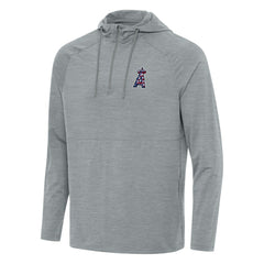 Los Angeles Angels Antigua Spikes Stars and Stripes Team Logo Quarter-Zip Pullover Hoodie - Heather Gray