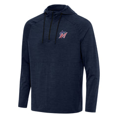 Miami Marlins Antigua Spikes Stars and Stripes Team Logo Quarter-Zip Pullover Hoodie - Heather Navy