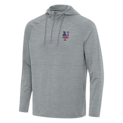 New York Mets Antigua Spikes Stars and Stripes Team Logo Quarter-Zip Pullover Hoodie - Heather Gray