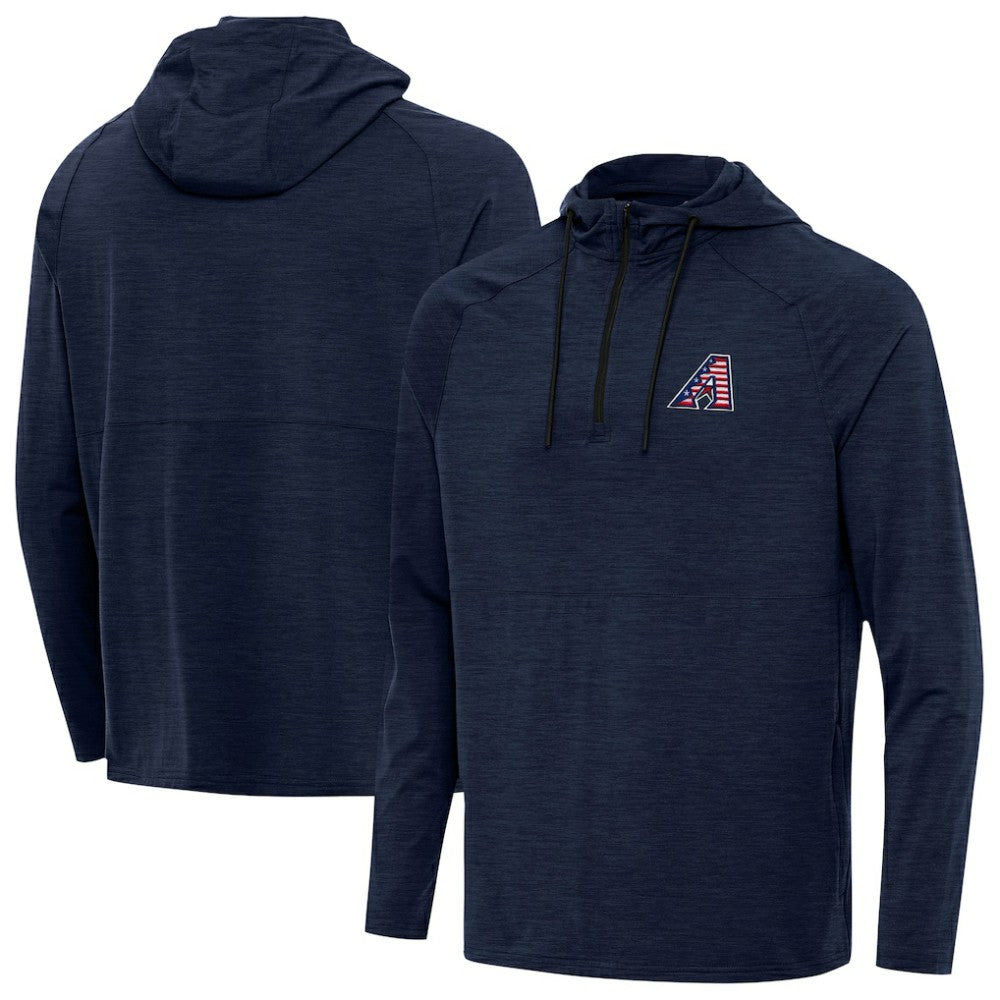 Arizona Diamondbacks Antigua Spikes Stars and Stripes Team Logo Quarter-Zip Pullover Hoodie - Heather Navy