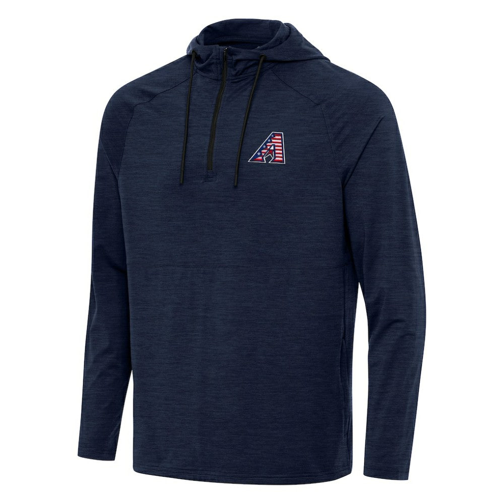 Arizona Diamondbacks Antigua Spikes Stars and Stripes Team Logo Quarter-Zip Pullover Hoodie - Heather Navy
