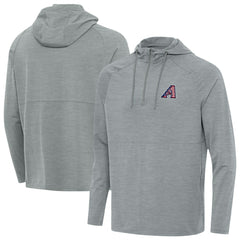 Arizona Diamondbacks Antigua Spikes Stars and Stripes Team Logo Quarter-Zip Pullover Hoodie - Heather Gray