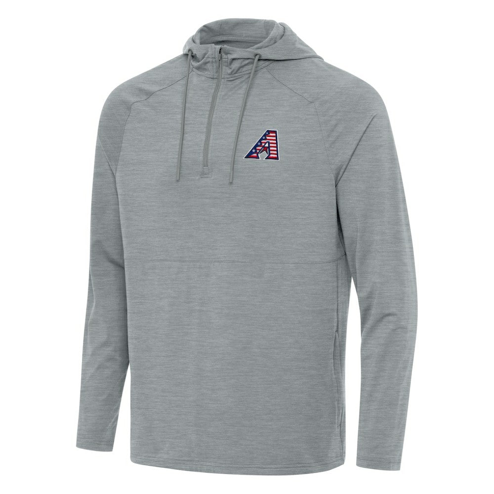 Arizona Diamondbacks Antigua Spikes Stars and Stripes Team Logo Quarter-Zip Pullover Hoodie - Heather Gray