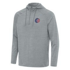 Chicago Cubs Antigua Spikes Stars and Stripes Team Logo Quarter-Zip Pullover Hoodie - Heather Gray