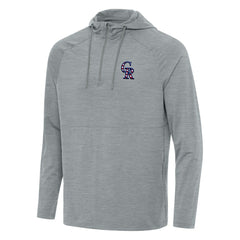 Colorado Rockies Antigua Spikes Stars and Stripes Team Logo Quarter-Zip Pullover Hoodie - Heather Gray