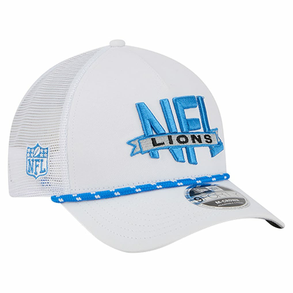 Detroit Lions New Era NFL 9FORTY A-Frame M-Crown Adjustable Trucker Hat - White outlet