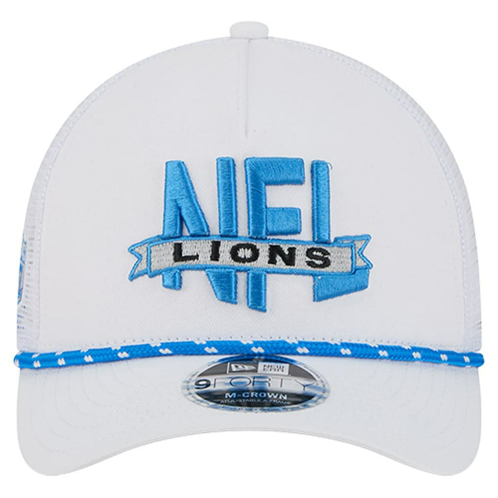 Detroit Lions New Era NFL 9FORTY A-Frame M-Crown Adjustable Trucker Hat - White outlet