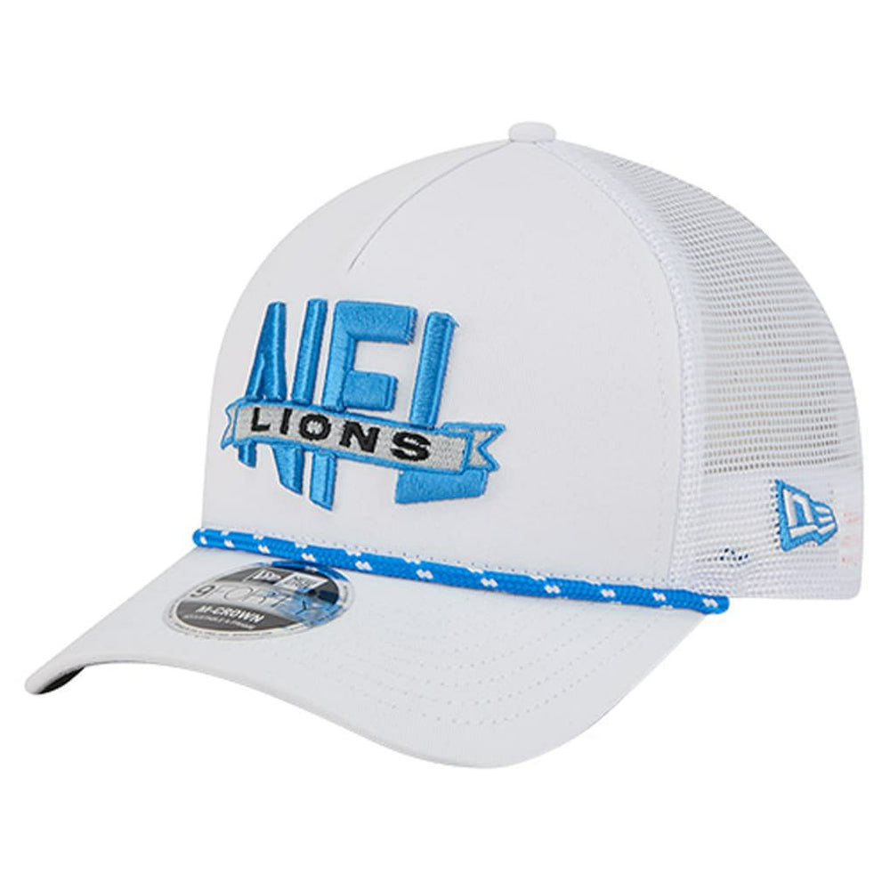 Detroit Lions New Era NFL 9FORTY A-Frame M-Crown Adjustable Trucker Hat - White outlet