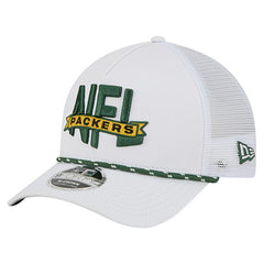 Green Bay Packers New Era NFL 9FORTY A-Frame M-Crown Adjustable Trucker Hat - White discount