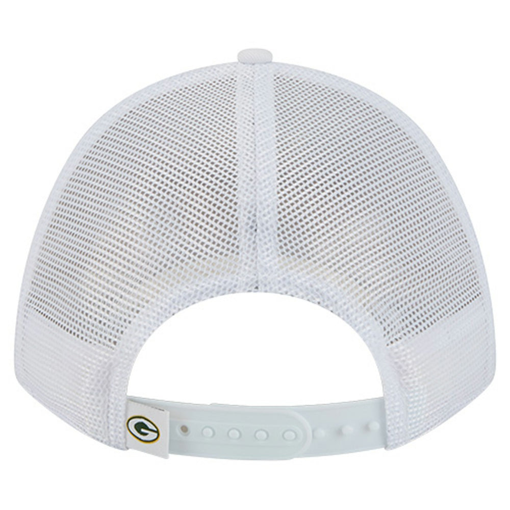 Green Bay Packers New Era NFL 9FORTY A-Frame M-Crown Adjustable Trucker Hat - White discount