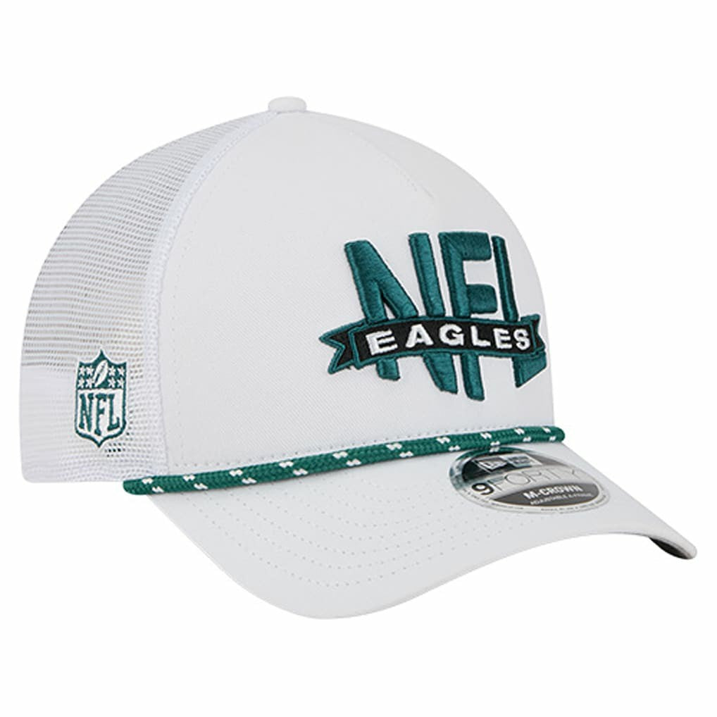 Philadelphia Eagles New Era NFL 9FORTY A-Frame M-Crown Adjustable Trucker Hat - White cheap