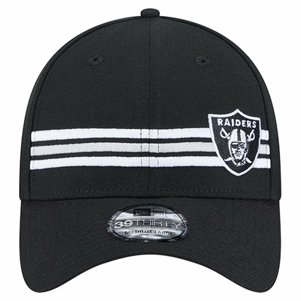 Las Vegas Raiders New Era Stripes 39THIRTY Flex Hat - Black on sale