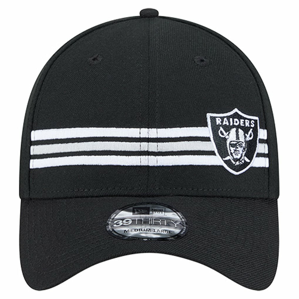 Las Vegas Raiders New Era Stripes 39THIRTY Flex Hat - Black on sale