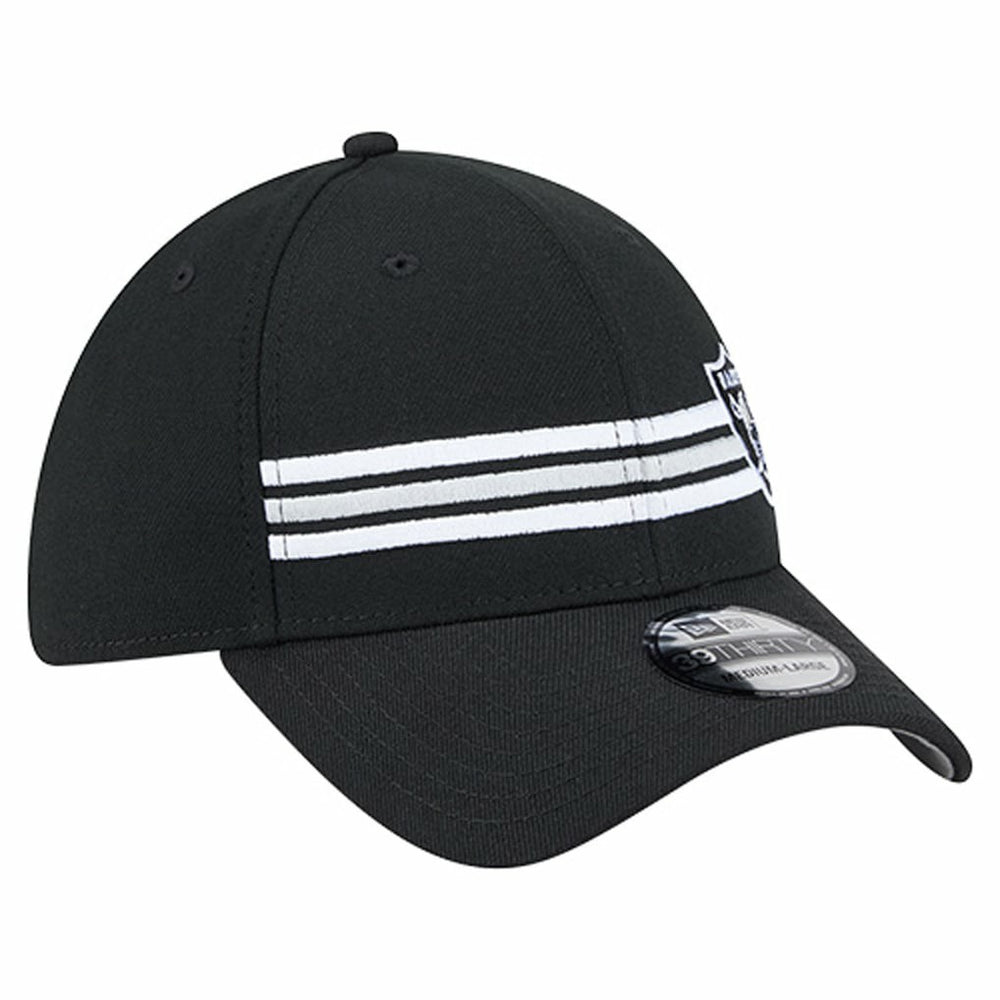 Las Vegas Raiders New Era Stripes 39THIRTY Flex Hat - Black on sale
