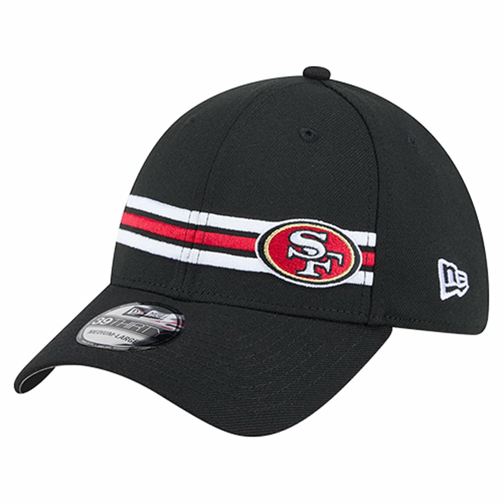 San Francisco 49ers New Era Stripes 39THIRTY Flex Hat - Black discount