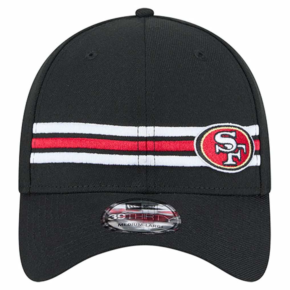 San Francisco 49ers New Era Stripes 39THIRTY Flex Hat - Black discount