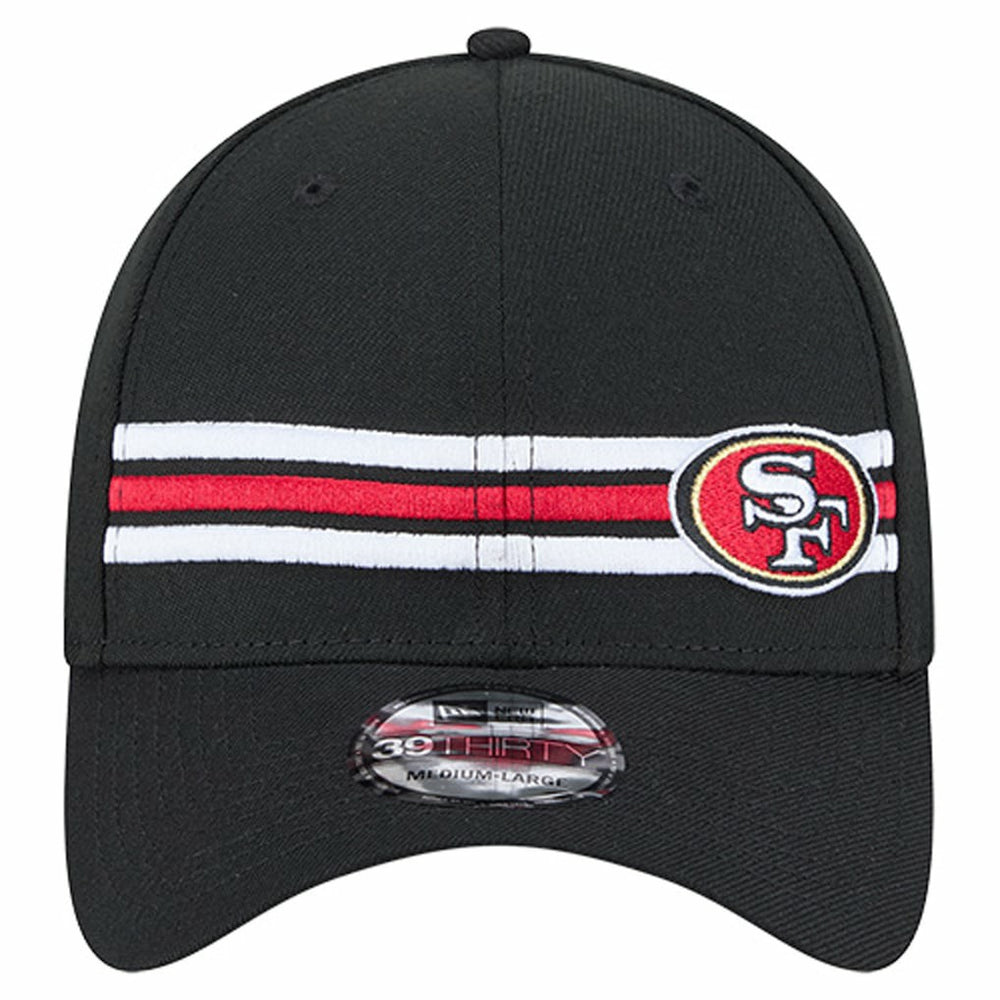 San Francisco 49ers New Era Stripes 39THIRTY Flex Hat - Black discount
