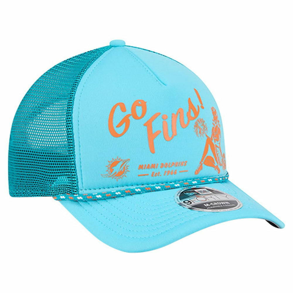 Miami Dolphins New Era Gas Station 9FORTY A-Frame M-Crown Adjustable Trucker Hat - Aqua for sale
