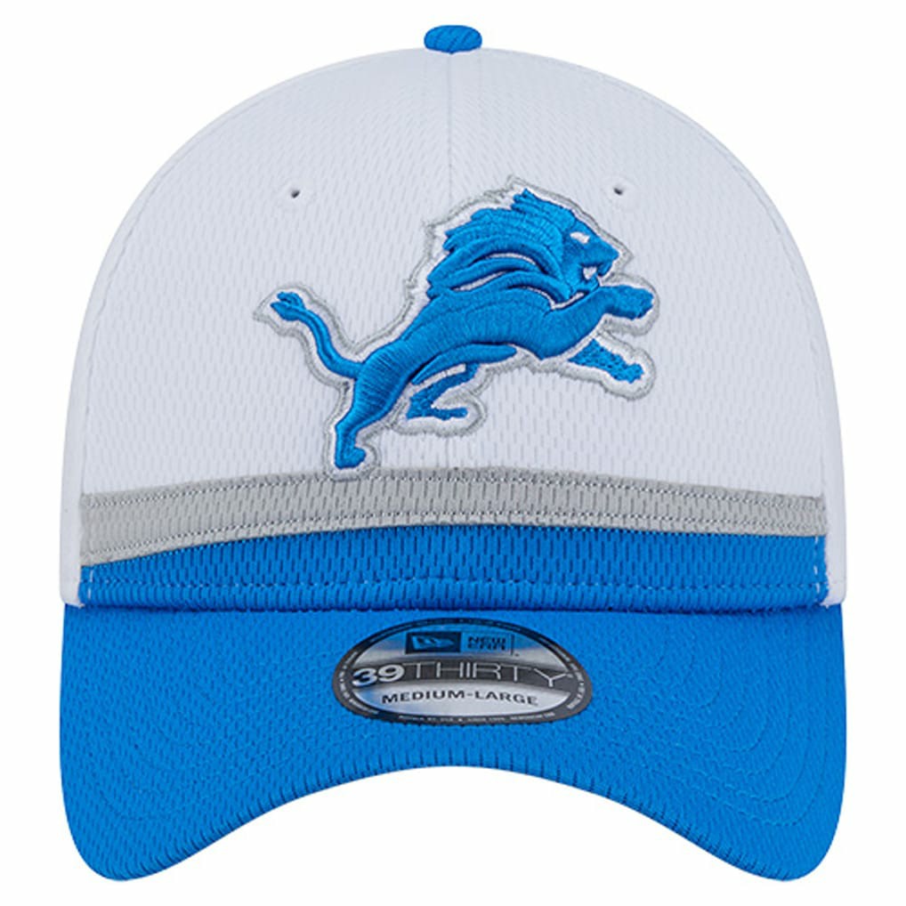 Detroit Lions New Era Dashmark Rays 39THIRTY Flex Hat - White/Blue discount