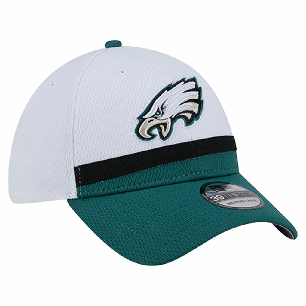Philadelphia Eagles New Era Dashmark Rays 39THIRTY Flex Hat - White/Midnight Green discount