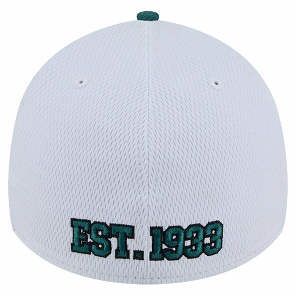 Philadelphia Eagles New Era Dashmark Rays 39THIRTY Flex Hat - White/Midnight Green discount