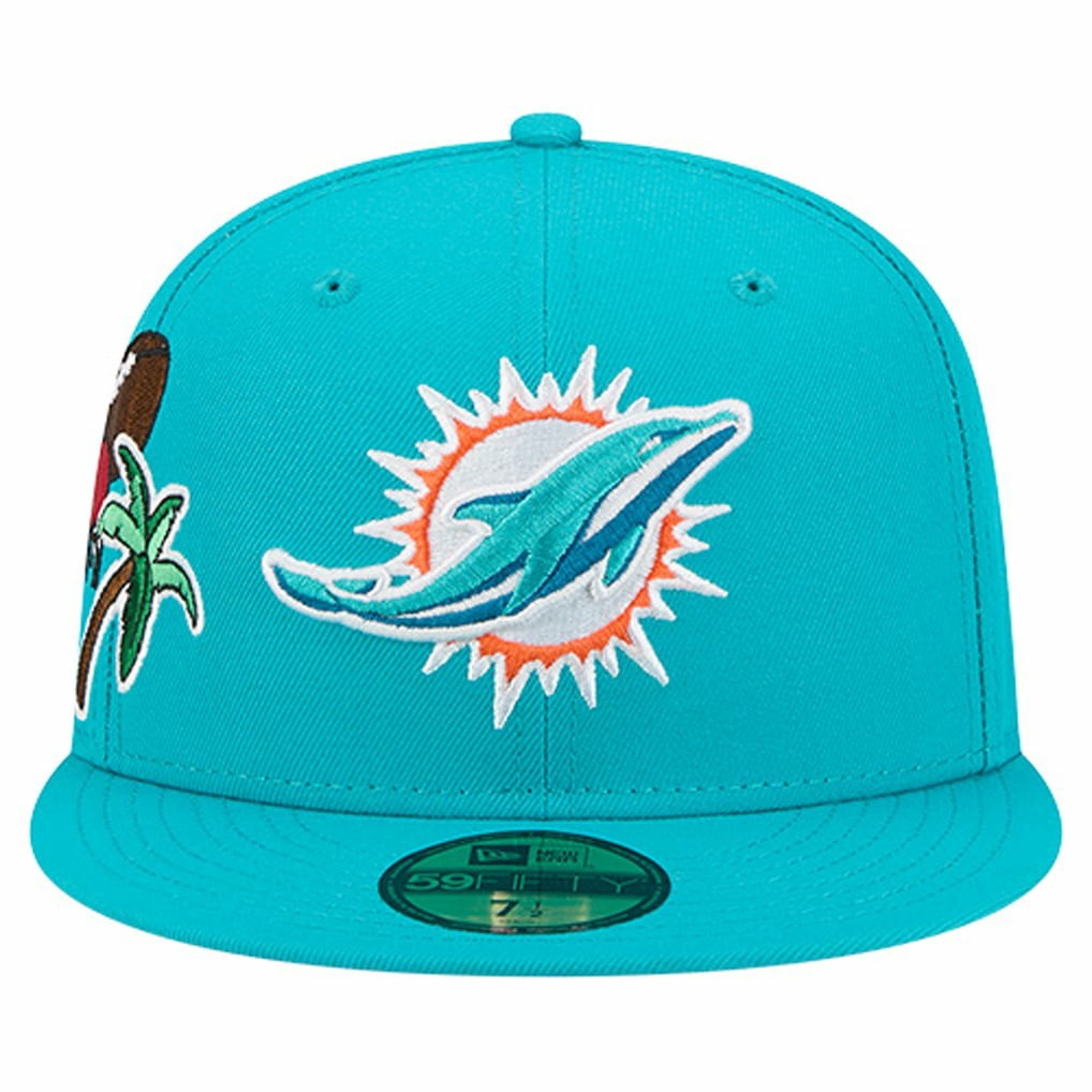Miami Dolphins New Era Group Chat 59FIFTY Fitted Hat - Aqua sale